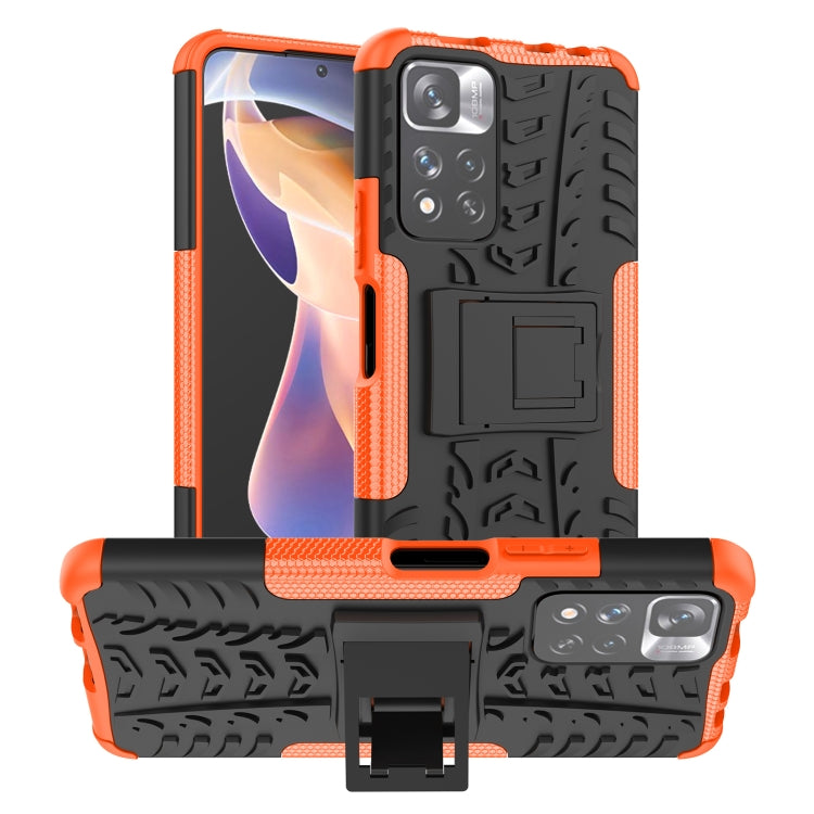For Xiaomi Redmi Note 11 Pro (China) Tire Texture TPU + PC Phone Case with Holder