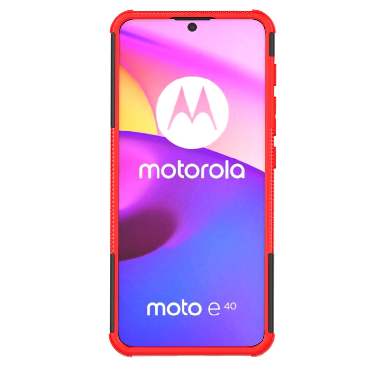 For Motorola Moto E40 Tire Texture TPU + PC Phone Case with Holder
