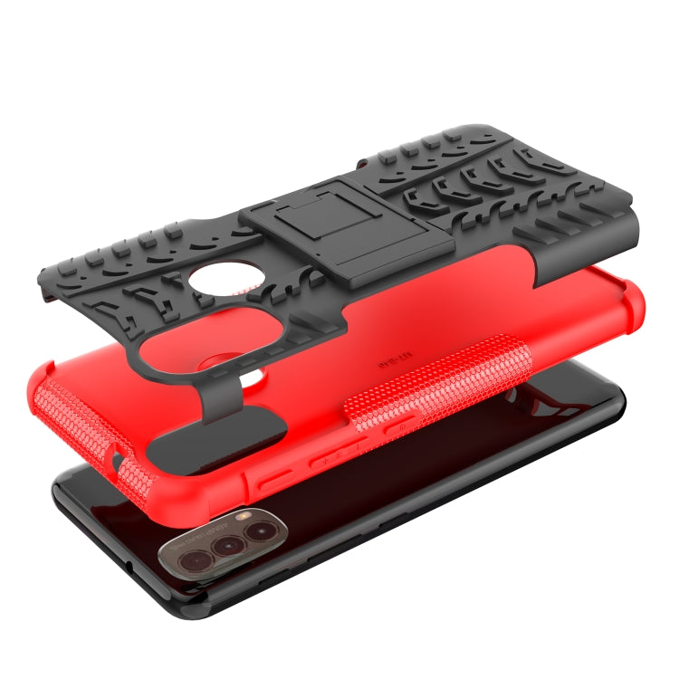 For Motorola Moto E40 Tire Texture TPU + PC Phone Case with Holder