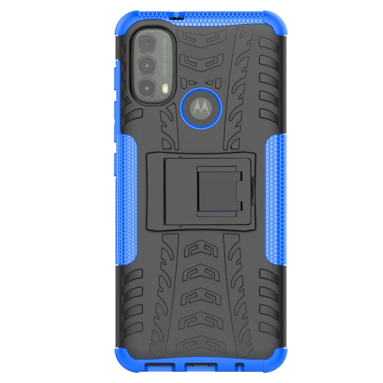 For Motorola Moto E40 Tire Texture TPU + PC Phone Case with Holder
