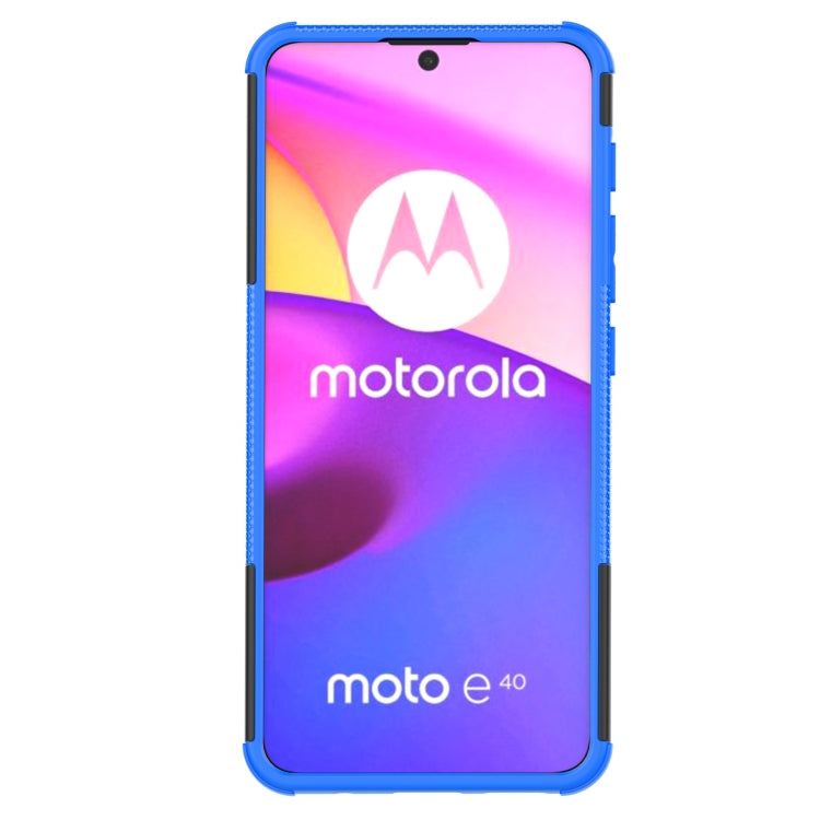 For Motorola Moto E40 Tire Texture TPU + PC Phone Case with Holder
