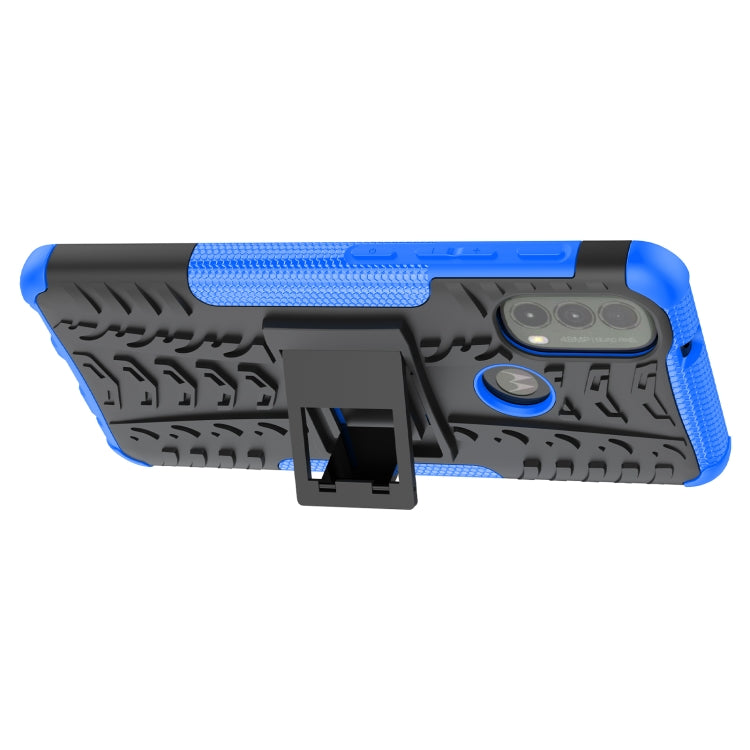 For Motorola Moto E40 Tire Texture TPU + PC Phone Case with Holder