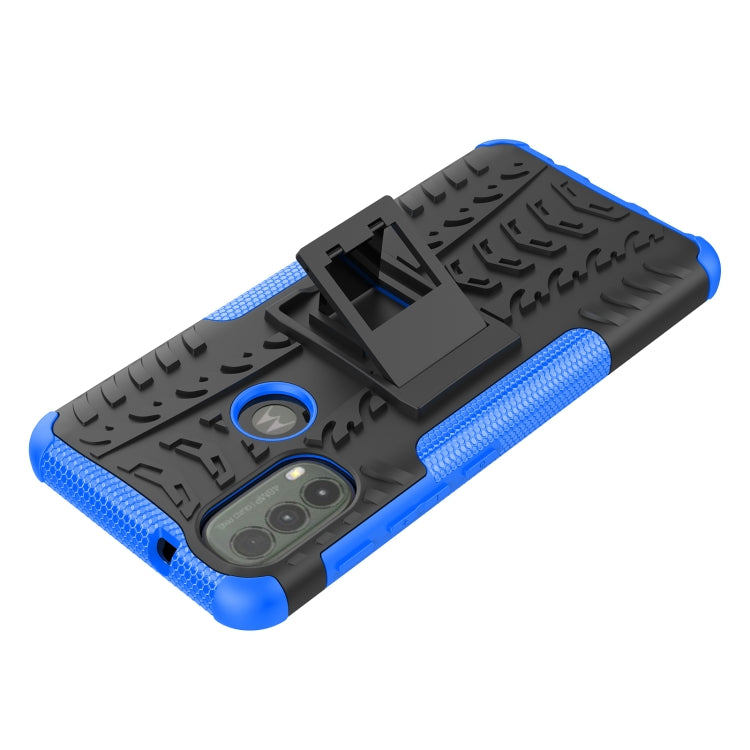 For Motorola Moto E40 Tire Texture TPU + PC Phone Case with Holder