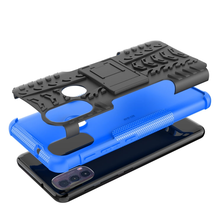 For Motorola Moto E40 Tire Texture TPU + PC Phone Case with Holder