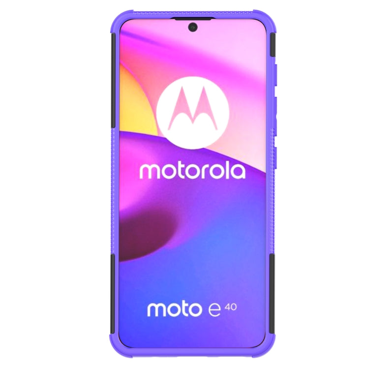 For Motorola Moto E40 Tire Texture TPU + PC Phone Case with Holder