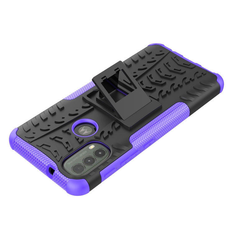For Motorola Moto E40 Tire Texture TPU + PC Phone Case with Holder