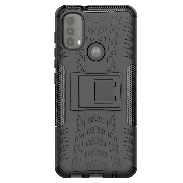 For Motorola Moto E40 Tire Texture TPU + PC Phone Case with Holder