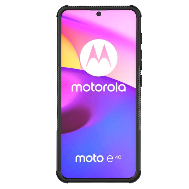 For Motorola Moto E40 Tire Texture TPU + PC Phone Case with Holder