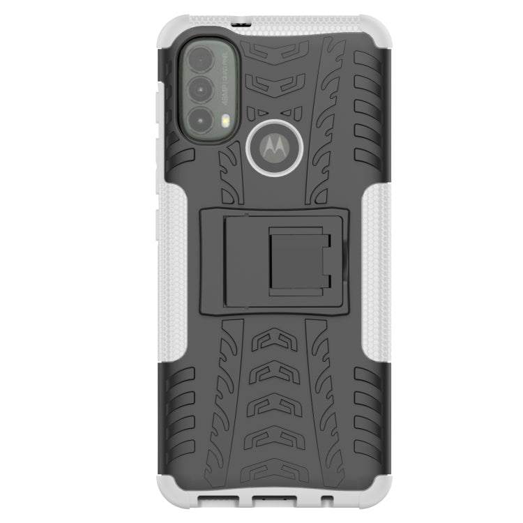 For Motorola Moto E40 Tire Texture TPU + PC Phone Case with Holder