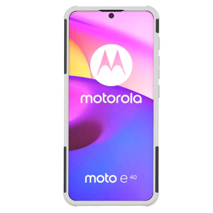 For Motorola Moto E40 Tire Texture TPU + PC Phone Case with Holder