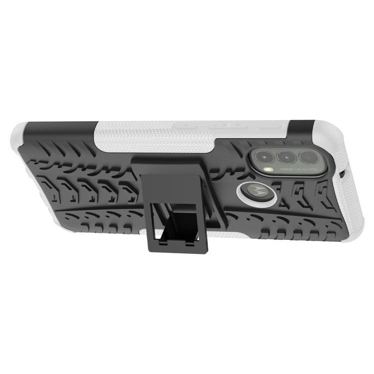 For Motorola Moto E40 Tire Texture TPU + PC Phone Case with Holder