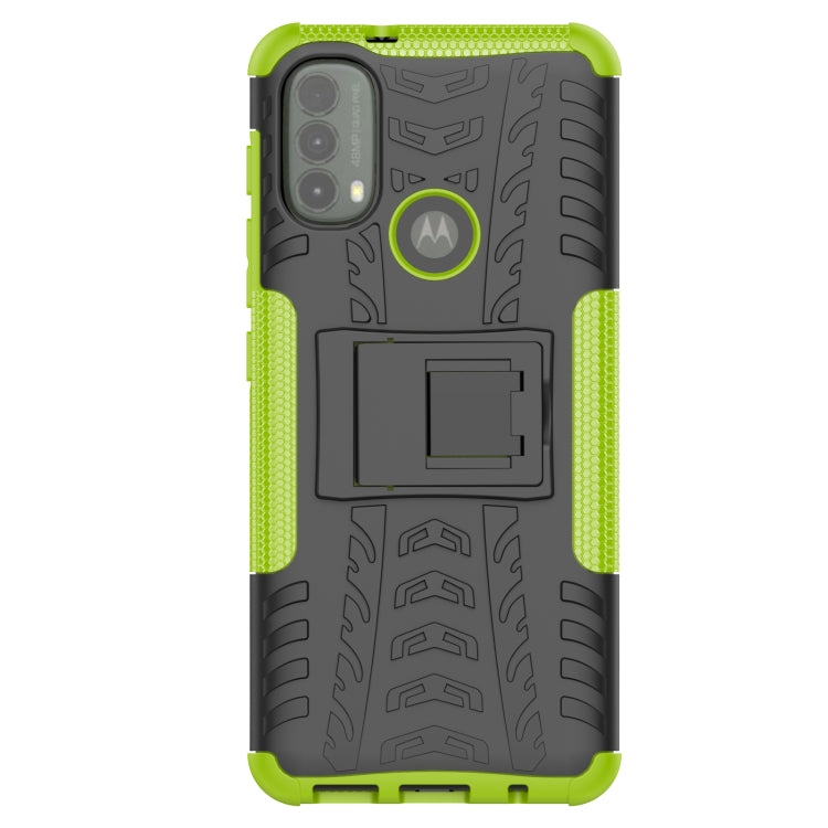 For Motorola Moto E40 Tire Texture TPU + PC Phone Case with Holder