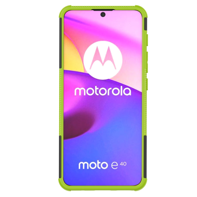 For Motorola Moto E40 Tire Texture TPU + PC Phone Case with Holder