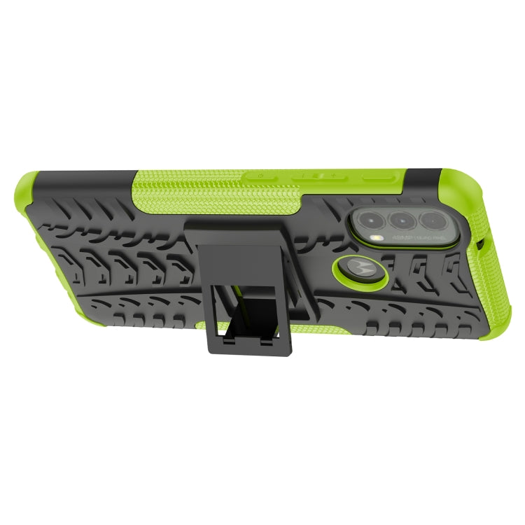 For Motorola Moto E40 Tire Texture TPU + PC Phone Case with Holder
