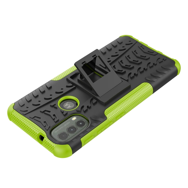 For Motorola Moto E40 Tire Texture TPU + PC Phone Case with Holder
