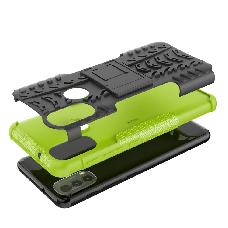 For Motorola Moto E40 Tire Texture TPU + PC Phone Case with Holder