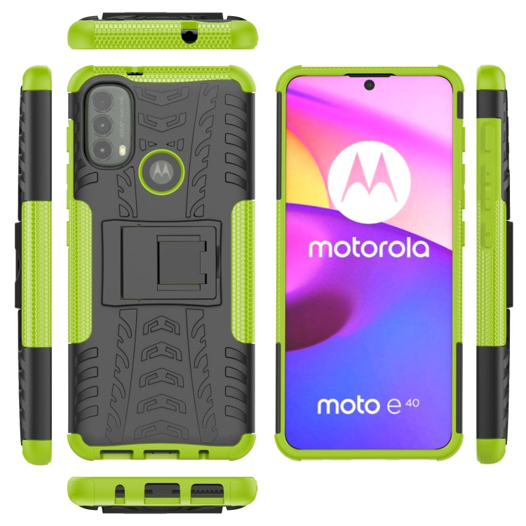 For Motorola Moto E40 Tire Texture TPU + PC Phone Case with Holder