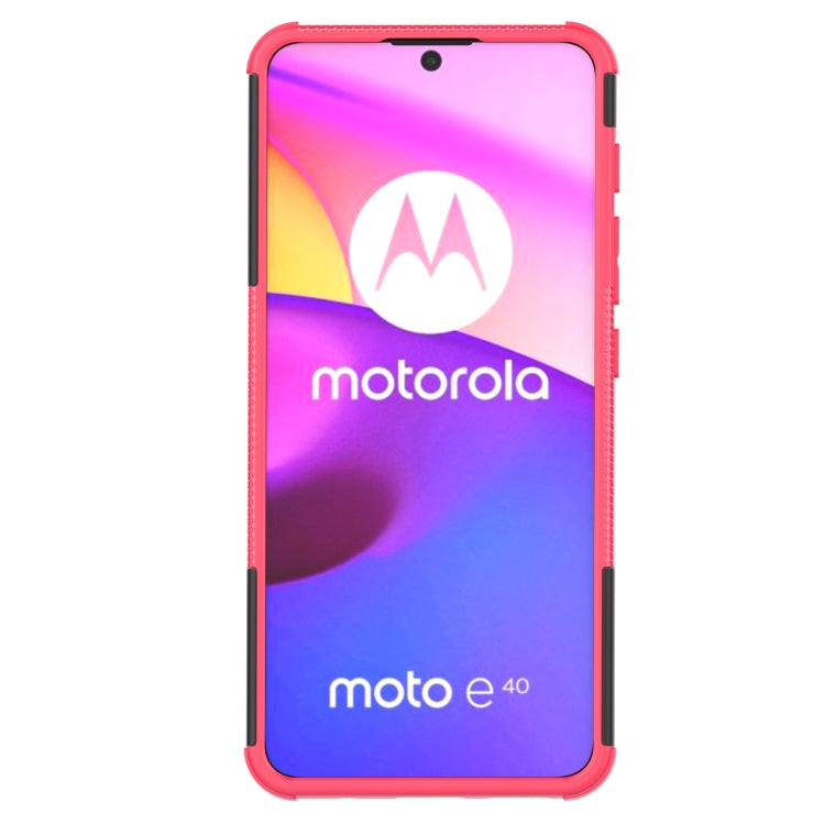 For Motorola Moto E40 Tire Texture TPU + PC Phone Case with Holder