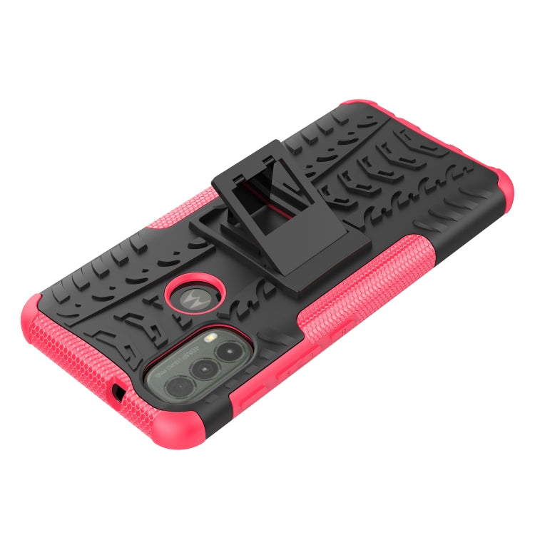 For Motorola Moto E40 Tire Texture TPU + PC Phone Case with Holder