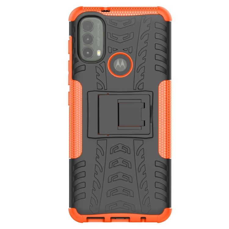 For Motorola Moto E40 Tire Texture TPU + PC Phone Case with Holder