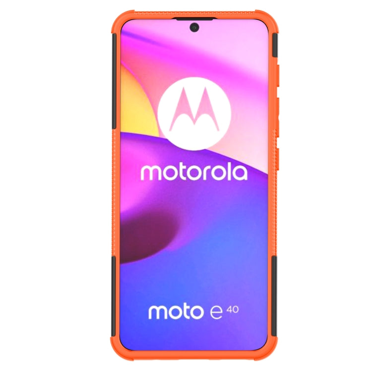 For Motorola Moto E40 Tire Texture TPU + PC Phone Case with Holder