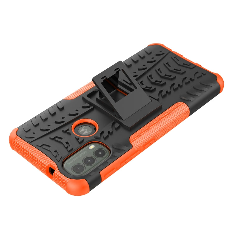 For Motorola Moto E40 Tire Texture TPU + PC Phone Case with Holder