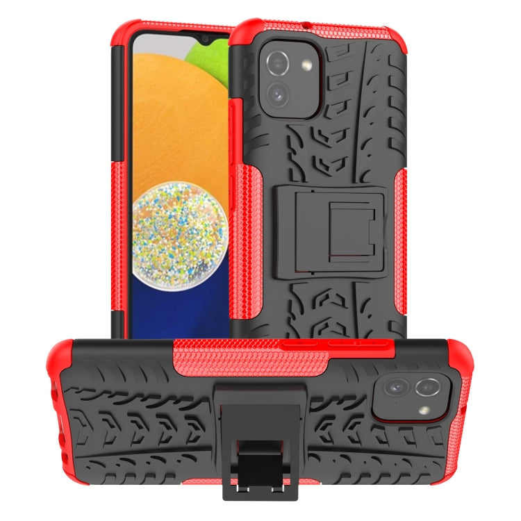 For Samsung Galaxy A03 Global Tire Texture TPU + PC Phone Case with Holder