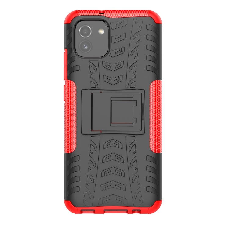 For Samsung Galaxy A03 Global Tire Texture TPU + PC Phone Case with Holder
