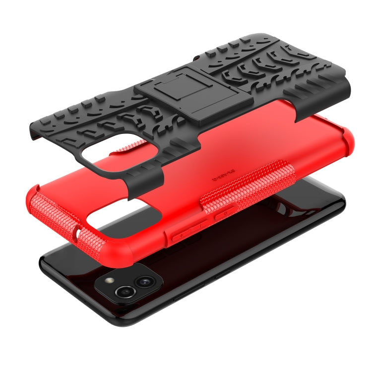 For Samsung Galaxy A03 Global Tire Texture TPU + PC Phone Case with Holder