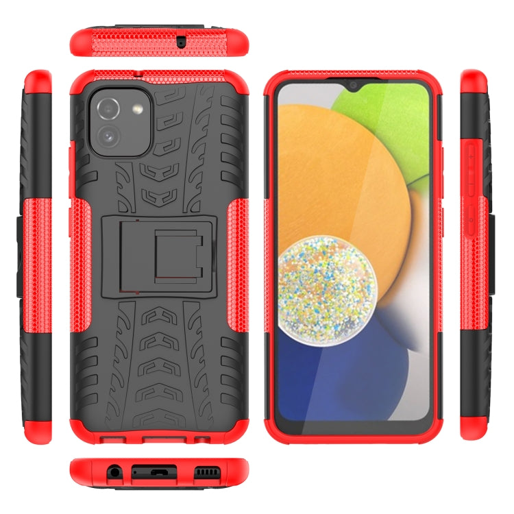 For Samsung Galaxy A03 Global Tire Texture TPU + PC Phone Case with Holder