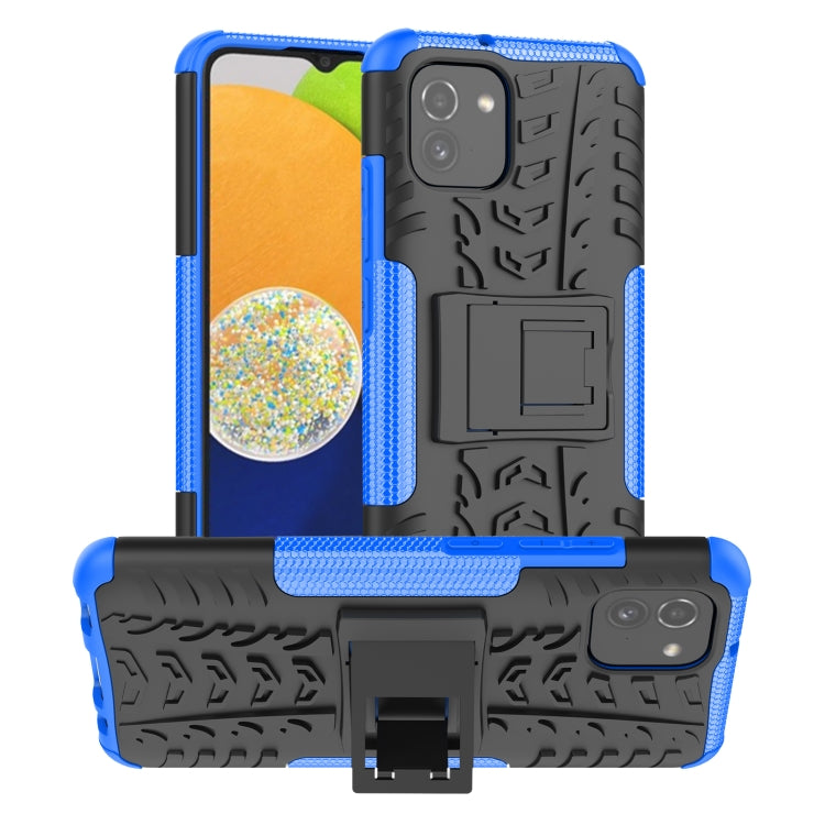 For Samsung Galaxy A03 Global Tire Texture TPU + PC Phone Case with Holder