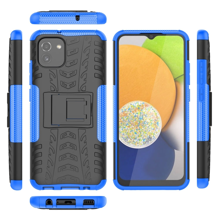 For Samsung Galaxy A03 Global Tire Texture TPU + PC Phone Case with Holder