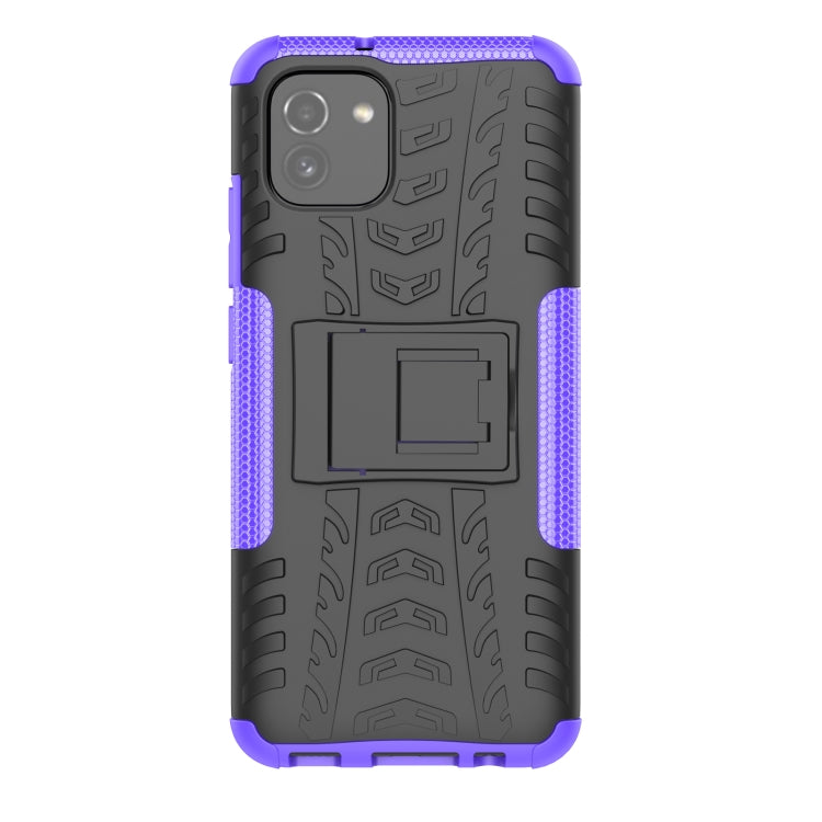 For Samsung Galaxy A03 Global Tire Texture TPU + PC Phone Case with Holder