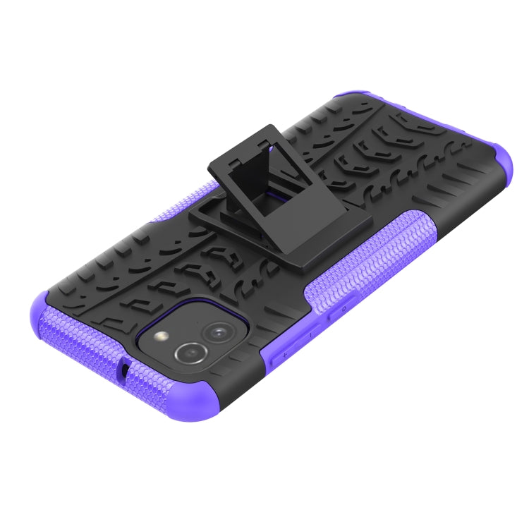 For Samsung Galaxy A03 Global Tire Texture TPU + PC Phone Case with Holder