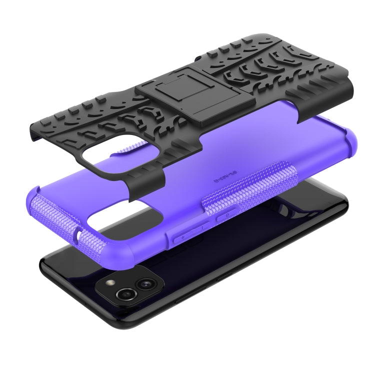 For Samsung Galaxy A03 Global Tire Texture TPU + PC Phone Case with Holder