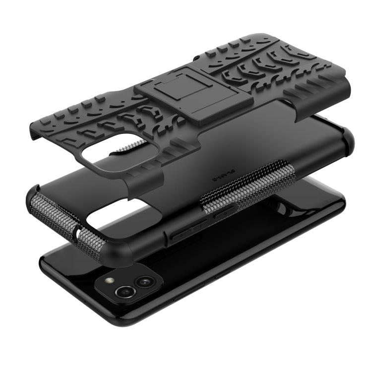 For Samsung Galaxy A03 Global Tire Texture TPU + PC Phone Case with Holder