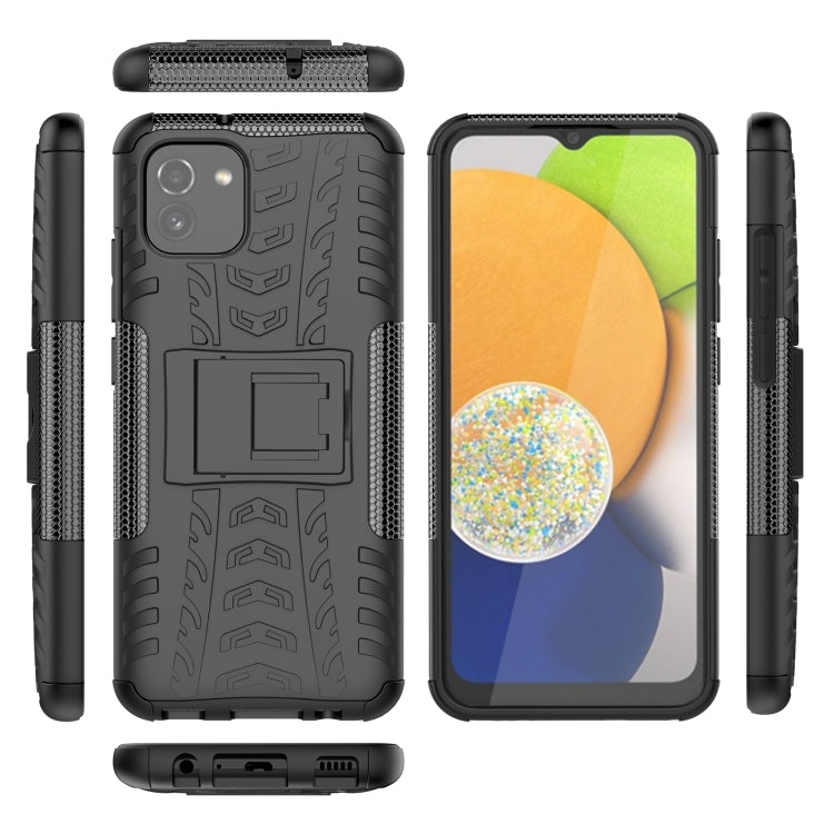 For Samsung Galaxy A03 Global Tire Texture TPU + PC Phone Case with Holder