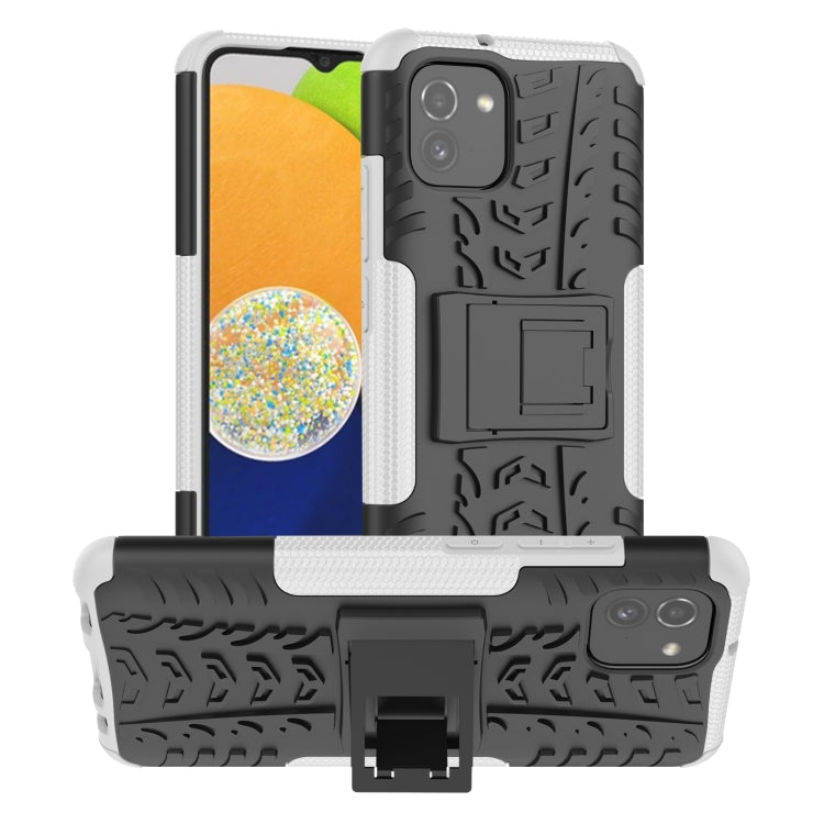 For Samsung Galaxy A03 Global Tire Texture TPU + PC Phone Case with Holder
