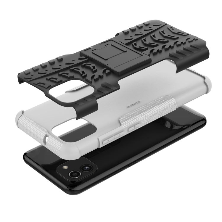 For Samsung Galaxy A03 Global Tire Texture TPU + PC Phone Case with Holder