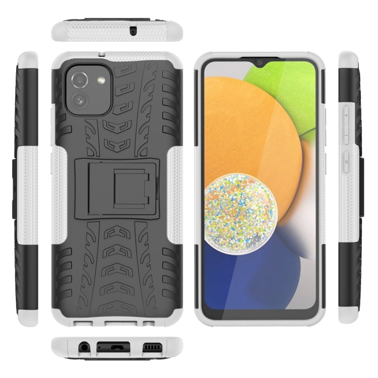 For Samsung Galaxy A03 Global Tire Texture TPU + PC Phone Case with Holder