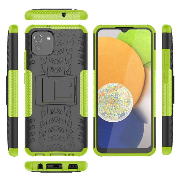 For Samsung Galaxy A03 Global Tire Texture TPU + PC Phone Case with Holder