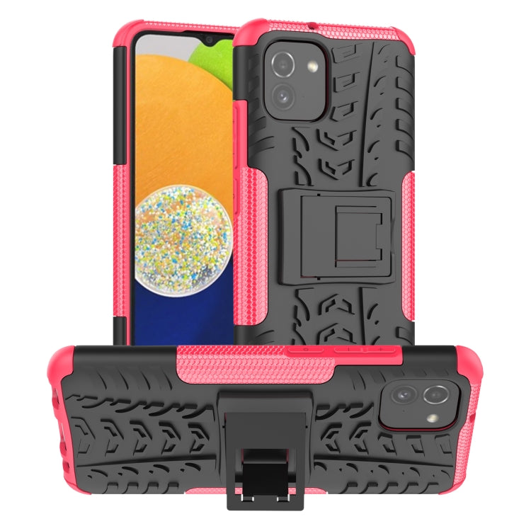 For Samsung Galaxy A03 Global Tire Texture TPU + PC Phone Case with Holder