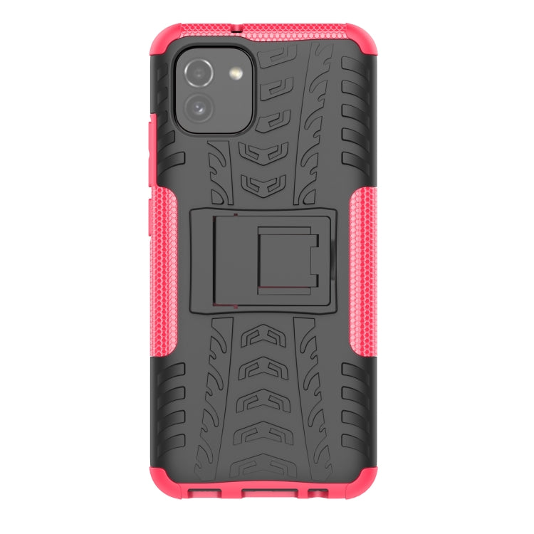 For Samsung Galaxy A03 Global Tire Texture TPU + PC Phone Case with Holder