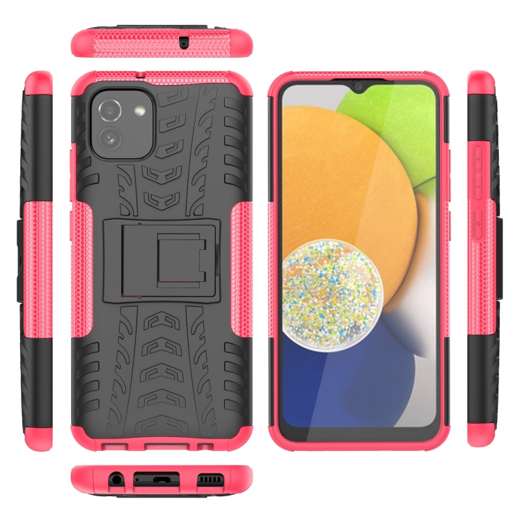 For Samsung Galaxy A03 Global Tire Texture TPU + PC Phone Case with Holder