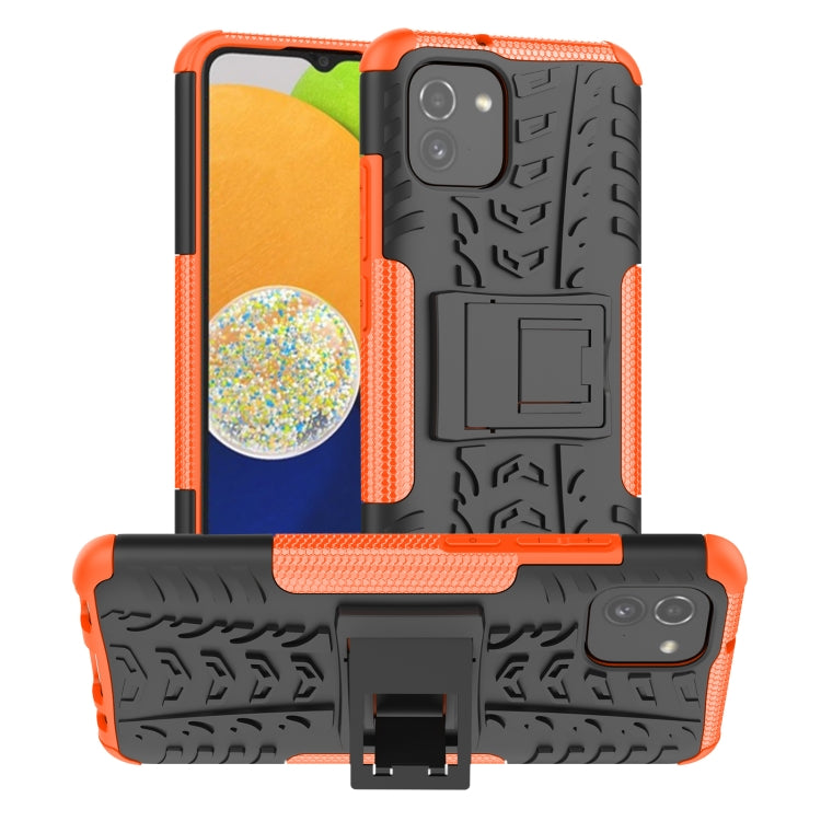 For Samsung Galaxy A03 Global Tire Texture TPU + PC Phone Case with Holder