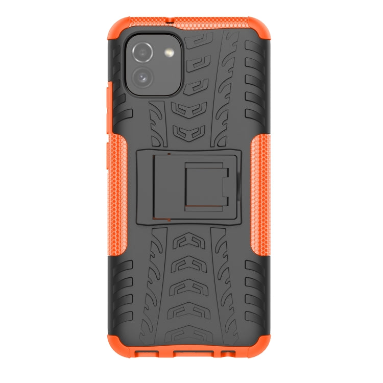 For Samsung Galaxy A03 Global Tire Texture TPU + PC Phone Case with Holder