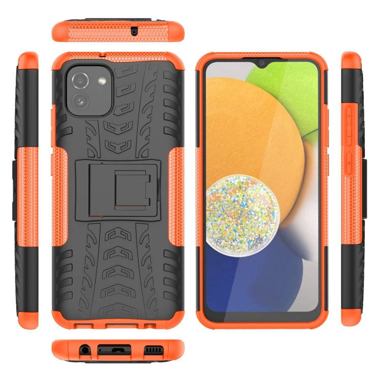 For Samsung Galaxy A03 Global Tire Texture TPU + PC Phone Case with Holder