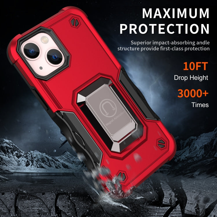 For iPhone 13 mini Ring Holder Non-slip Armor Phone Case