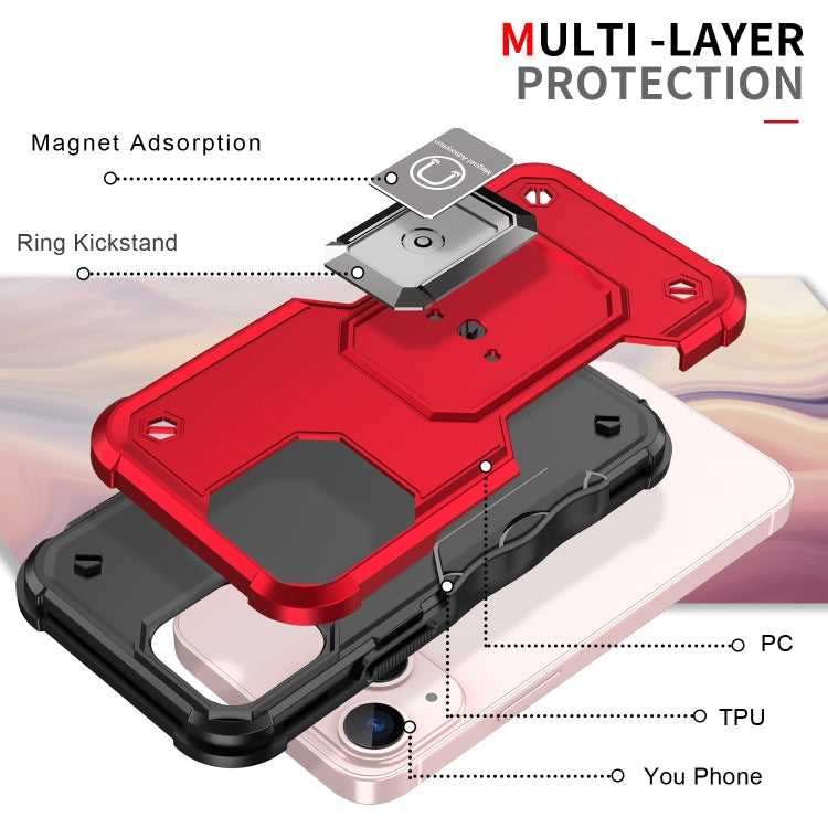 For iPhone 13 mini Ring Holder Non-slip Armor Phone Case