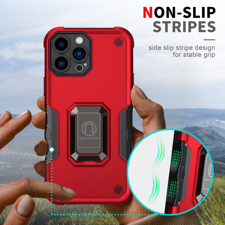 For iPhone 13 Pro Max Ring Holder Non-slip Armor Phone Case